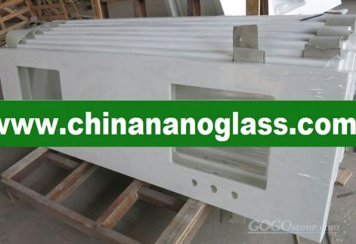 NANO WHITE GLASS 20MM SLABS